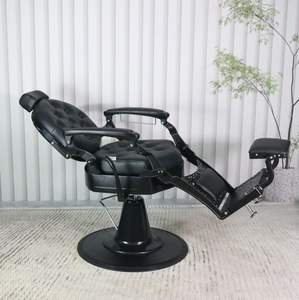 2026 Wholesale Price Luxury Aluminum Frame Vintage Gold Hair Salon Furniture Barber <b>Chair</b> <b>for</b> Men - Product Image 3