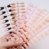 132 Uñas Postizas de Larga Duración, 5 Colores, Forma Cuadrada, Punta Francesa Blanca, Material ABS, Aplicación con los Dedos