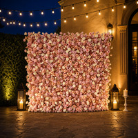 Mur de fleurs artificielles en soie faites à la main, toucher réel, toile de fond florale moderne pour décoration de boutique de mariage