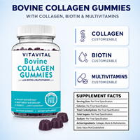 Gummies de collagène bovin à marque privée avec biotine et vitamine C, 60 unités, formule personnalisée, fabricant OEM ODM