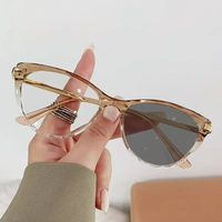 Lunettes de lecture pour filles, petites, en plastique métallique, œil de chat, transparentes, anti-reflet, anti-lumière bleue