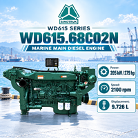Moteur diesel marin à injection directe SINOTRUK WD615 Série WD615.68C02N 205kW 279HP 2100RPM pour propulsion de bateaux