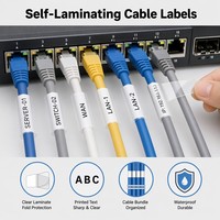 Étiquette autocollante personnalisée auto-laminante pour câbles, étanche, transparente, protectrice, enveloppante, adhésive pour serveurs réseau, câblage informatique, OEM