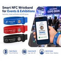 Bracelet NFC PVC personnalisé pour le contrôle d'accès aux événements, la vérification des billets de festival et d'exposition, bracelet intelligent avec impression de logo et code QR