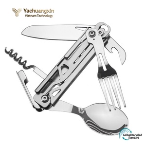 Couteau et fourchette pliants multifonctions en acier inoxydable pour le camping, couverts de camping, couteau et fourchette de table - Product Image 5