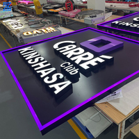 Enseigne lumineuse LED 3D en acrylique avec cadre en aluminium pour entreprise, logo de marque, lettres en relief éclairées par l'avant avec panneau de support en aluminium