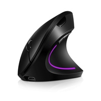 Ratón Vertical Ergonómico Inalámbrico 2.4G con RGB, Batería Recargable, 2400 DPI, Ratón para Juegos para Computadora Portátil, PC, Notebook