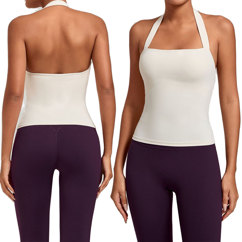 Women's Yoga Tank Top Spandex/Nylon Skinny Fit Quick Dry Square Neck Solid 160g for Running and Fitness