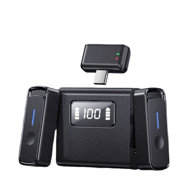 Charging Case Wireless Condenser Microphone SX88-Conference & Outdoor Use Noise Cancelling Lavalier Design USB & Type-C for IOS