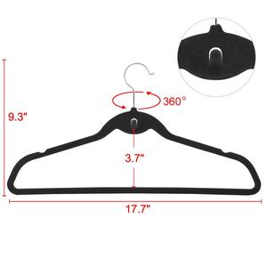 Cintres noirs antidérapants en feutre avec rotation à 360° °   Cintre à crochet pivotant floqué - Product Image 2