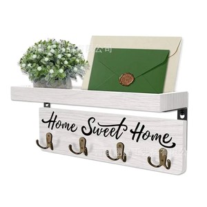 Modern Minimalist Wooden Wall Rack With <b>Shelf</b> And <b>Hooks</b> For Kitchen Storage Organization - Product Image 3