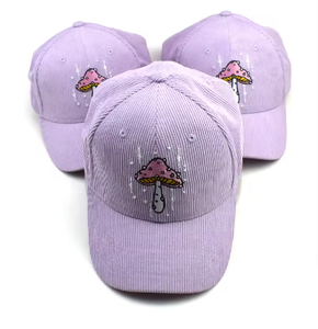 Casquettes de baseball roses personnalisées avec logo brodé OEM, casquettes snapback en velours côtelé, ajustées, unisexes, pour le sport - Product Image 1