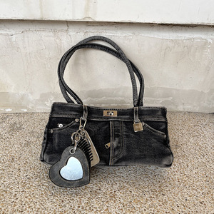 Bolso de Hombro Tipo Hobo de Mezclilla Lavada Estilo Punk <span class=keywords><strong>Chic</strong></span> para Mujer, Otoño 2025, con Diseño de Múltiples Bolsillos - Product Image 6