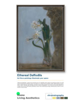 Peinture à l'huile minimaliste Narcisse sur toile de lin, art mural impressionniste floral, nature morte peinte à la main, original, bois écologique