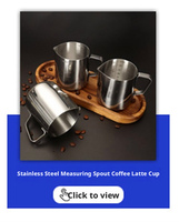 Ensemble de pichets à latte art en acier inoxydable avec marques de mesure, outil pour faire mousser le lait, capacité de 350 ml, design moderne et minimaliste