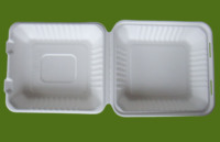 Boîte à hamburger en fibre de bagasse de canne à sucre biodégradable 9x9x3 - Contenant alimentaire jetable pour restaurants