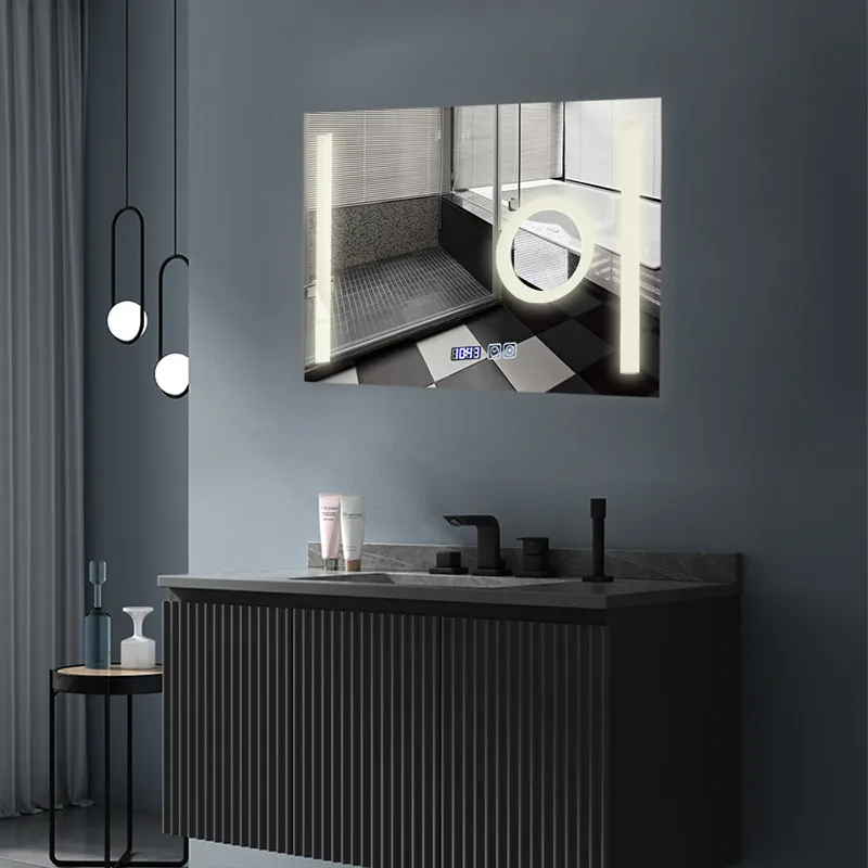 New Style Anti-fog Smart Hotel Touch Screen Luxury Wall Decorative Mirror Bathroom With Led Lighting