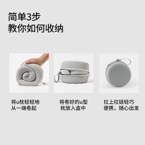 Almohada de Viaje en Forma de U de Espuma Viscoelástica F-B, Soporte Portátil para el Cuello para Dormir en Avión o Auto, para Adultos, Azul Cielo, Gris Oscuro, Verde Tinta, Estilo Femenino - Product Image 5