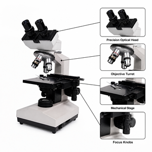 Microscopio Biologico Binoculare 40X-1600X con Obiettivi Acromatici e Illuminazione Alogena per Uso in Laboratorio, Medicina e Scuola - Product Image 3