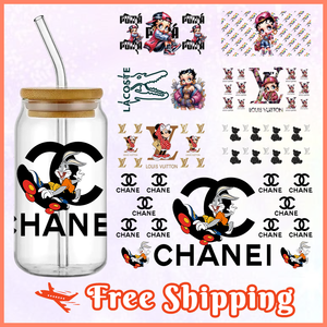 Free Shipping Cartoon Designer Inspired UV DTF Cup Wraps for 16oz Libby Glass Can 3D Stereo No Heat Waterproof <b>Transfer</b> <b>Stickers</b> - Product Image 1