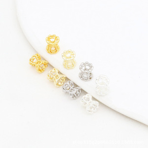 Pulsera y Collar de Oro y Plata de 14K con Diseño Calado, Cintura Delgada, Soporte de Flor con Cuentas, Accesorios de Joyería Hechos a Mano - Product Image 1