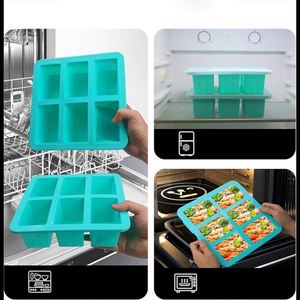 Bac à glaçons en silicone de qualité alimentaire avec couvercle, anti-déversement, résistant aux odeurs, moule à glace à congélation rapide, boîte à glaçons pour boissons estivales - Product Image 4