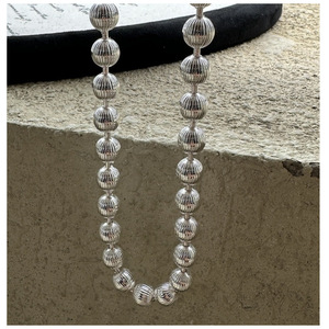 S925 plata esterlina versión coreana diseño de nicho cuentas de sandía pesadas Cadena de clavícula Simple INS Blogger collar inspirado - Product Image 2