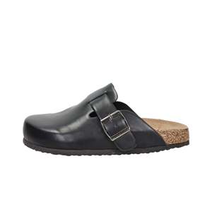 Zoccoli Sabot da Donna in Pelle Nera con Chiusura a Fibbia, Calzature Comode - Product Image 1