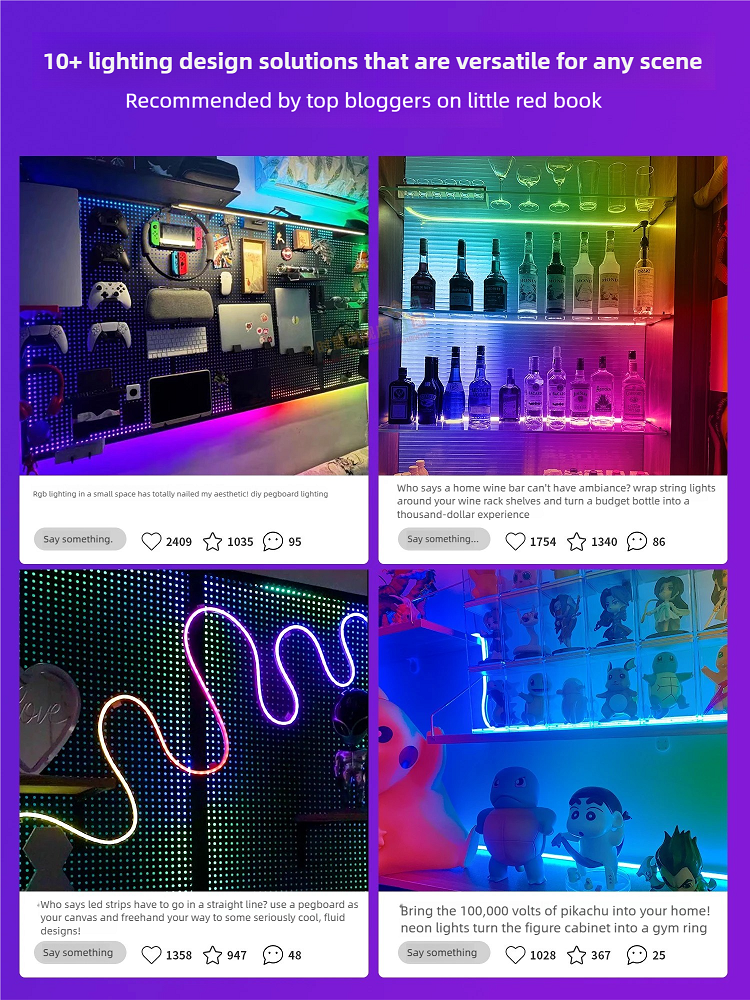 Customizable 24v Smart Led 5m Rgb Neon Flexible Strip Light Decor Colorful Lights with Remote