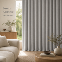 Rideaux Occultants Luxe Discret à Texture Écorce d'Arbre 3D, Plis Coréens S-Fold, Gris Brume, Tissu Lourd, Sur Mesure, Vente en Gros