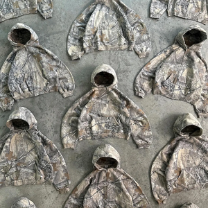 Fabricación de prendas Bordado Vintage Impresión completa Árbol real Desgastado Cremallera Sudadera de invierno 600gsm Sudaderas con capucha de peso pesado - Product Image 6