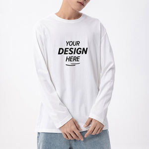 HG1058 T-shirt à manches longues en coton 100% tricoté sur mesure pour homme, 220 g/m², vêtement formel surdimensionné, teint en pièce, anti-froissement - Product Image 2