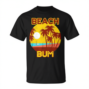 T-shirt unisexe à manches courtes et col rond pour adultes, avec motif d'été, Beach Bum - Product Image 3