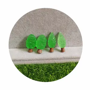 Resin Luminous Tree Christmas Ornament Plants Micro Landscape Figure Glowing Miniature Statue Potted Garden Accessories