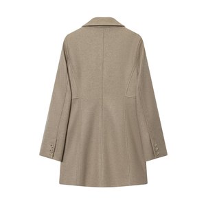 <strong>Women</strong> Double Breasted Gold Button Wool Blend <strong>Peacoat</strong> Lapel Collar Mid Length Warm Winter Outerwear Coat - Product Image 3