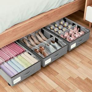 Boîtes de rangement sous le lit avec roulettes, profil bas de 4,5 pouces, parois latérales robustes, fond pour vêtements et couvertures - Product Image 4