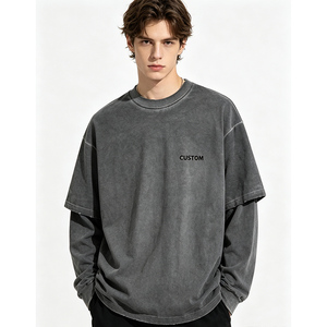 <span class=keywords><strong>Camiseta</strong></span> Personalizada de Manga Larga de Doble Capa, 100% Algodón, <span class=keywords><strong>Cuello</strong></span> Redondo, Talla Grande, de Alta Calidad, Secado Rápido, Transpirable, Informal para Hombre - Product Image 6