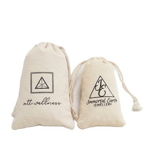 Sacs à cordon pliables en toile de coton couleur naturelle, logo personnalisé, lettres et motifs sur mesure, emballage de luxe promotionnel - Product Image 1