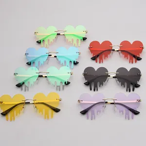 2021 New Fashion Drip Melting Sun Glasses Womens Funny Personality Shades love party heart shape Frameless Rimless trendy drip g