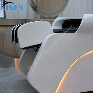 Fauteuil de lavage moderne Kisen avec lit de massage, repose-pieds réglable, structure en plastique, bac en fibre de verre, mobilier de salon pour usage commercial - Product Image 2