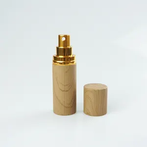 JZC design bamboo effect spray atomizer bottles 10ml easy open end empty aluminum bottle