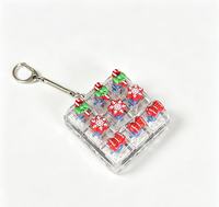 Gantungan Kunci Lucu untuk Dekorasi Natal, Gantungan Kunci Tombol Keyboard, Tekan Klik Keycap, Gantungan Kunci Natal untuk Mengurangi Stres