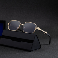 Lunettes de soleil rectangulaires en métal avec logo personnalisé Partagas Wholesale Fashion Designer, protection UV400, pour hommes