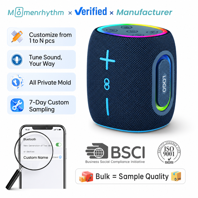 Wireless Custom Speaker for Brand Color Light Long Battery Life High Power Output Stable Anti Interference Signal