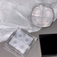 Boîtier vide personnalisé en plastique transparent avec couvercle noir pour poudre libre ou pressée