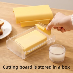 Yellow/Cream Color Kitchen Product Ideas Plastic Butter Slicer Cutter with Lid <b>Refrigerated</b> Butter <b>Container</b> Box - Product Image 6