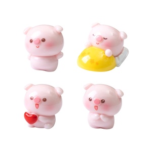 ตุ๊กตาหมูเรซิ่นสีชมพูน่ารักขนาดจิ๋ว ตกแต่งบ้านตุ๊กตา DIY ของตกแต่งโต๊ะทำงาน - Product Image 5