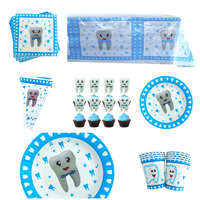 Ensemble de vaisselle de fête à motif de dents Bluth Fournitures d'anniversaire Ensemble de vaisselle jetable Baby Shower