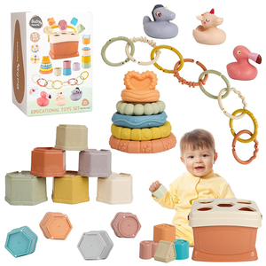 Early Montessori Sensory Toy <strong>Set</strong> for Toddlers Soft <strong>Blocks</strong> for Fine Motor Skills <strong>Stacking</strong> Nesting Matching Educational Toy - Product Image 1