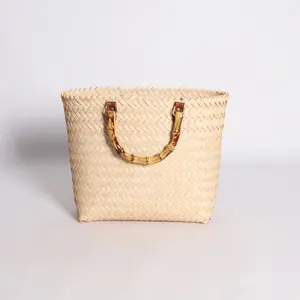 Borsa di paglia all'ingrosso ecologica signora fatta a mano in carta Shopping borse di paglia Tote Summer Beach femminile con sconto popolare